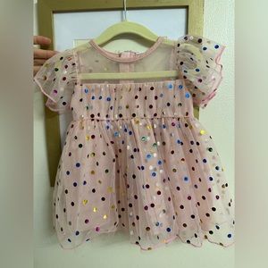 Pink Tulle Rainbow Polka Dot Dress